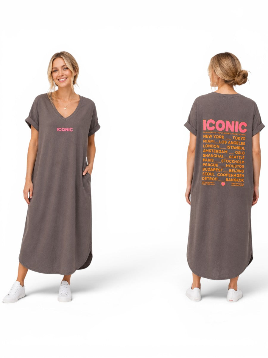 Kurzärmliges langes Kleid "Iconic"