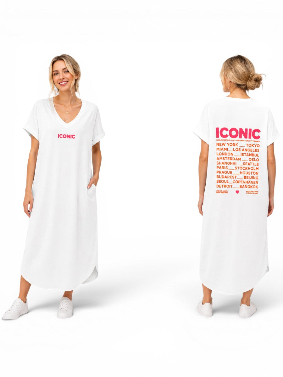 Kurzärmliges langes Kleid "Iconic"