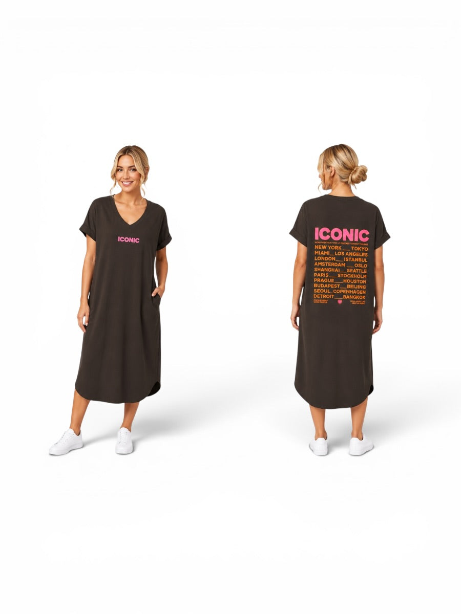 Kurzärmliges langes Kleid "Iconic"