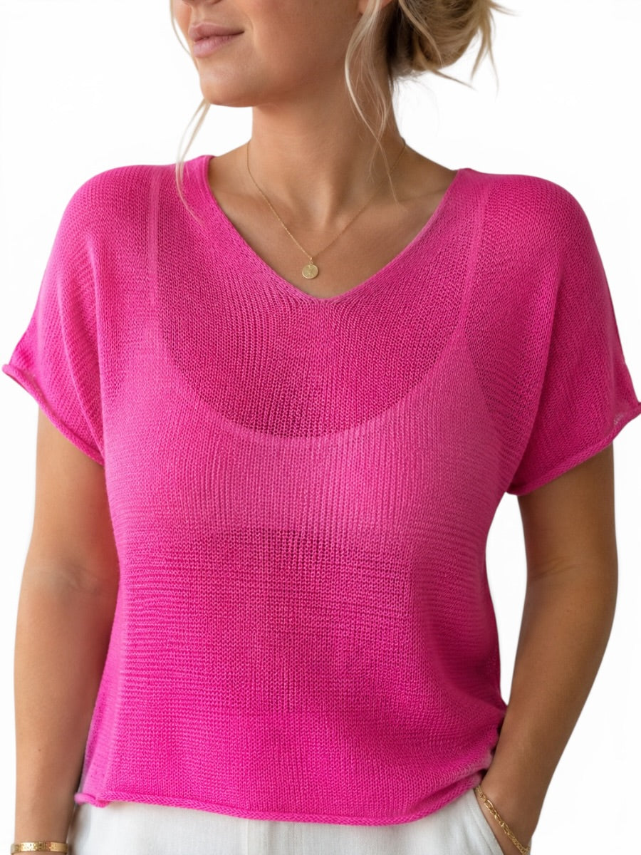 Sommer-Strick-Pullover V-Ausschnitt
