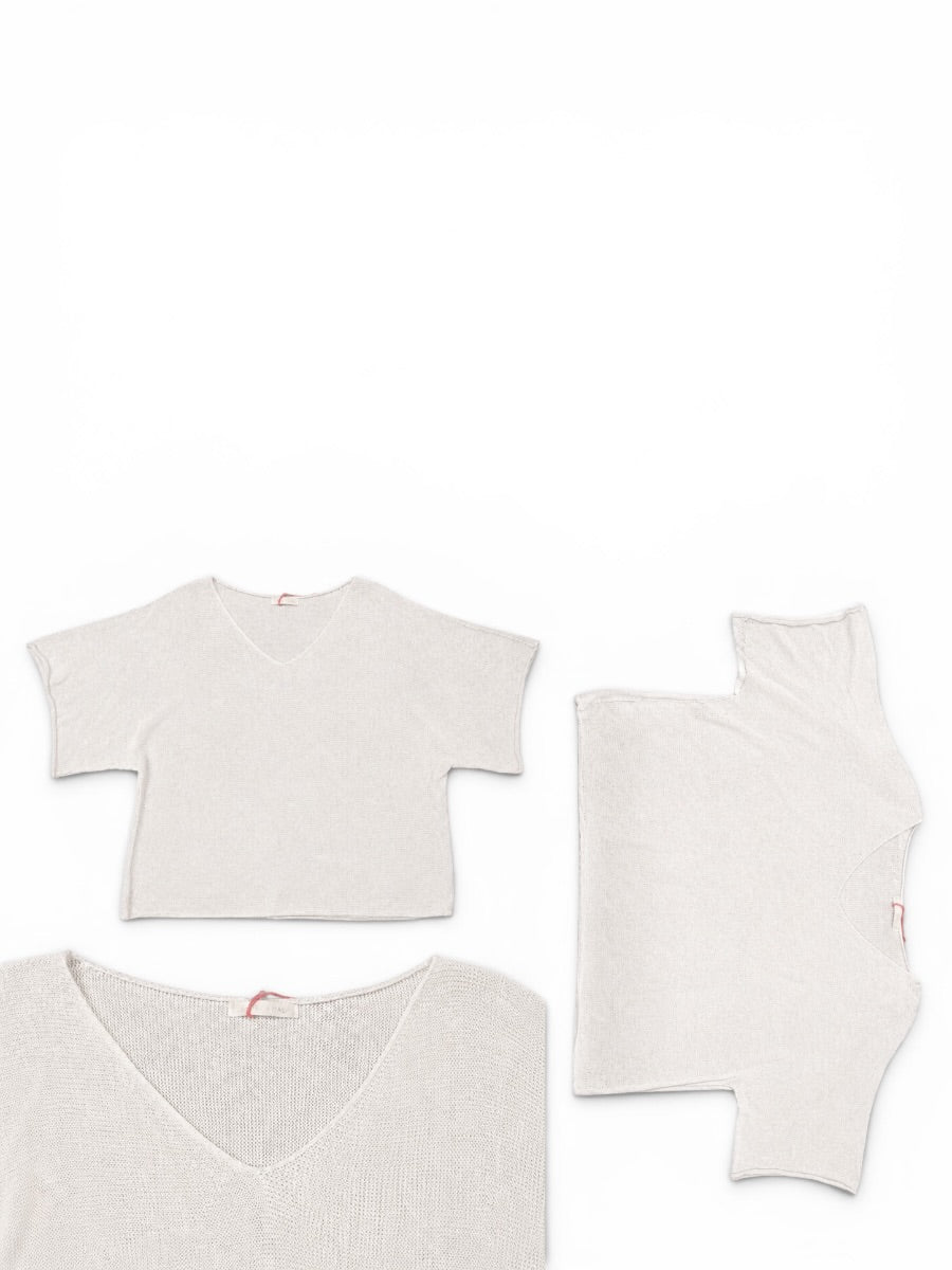 Sommer-Strick-Pullover V-Ausschnitt