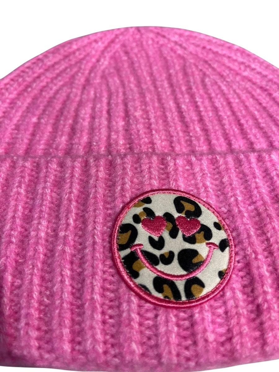 Strickmütze mit Leo- Smiley Patch