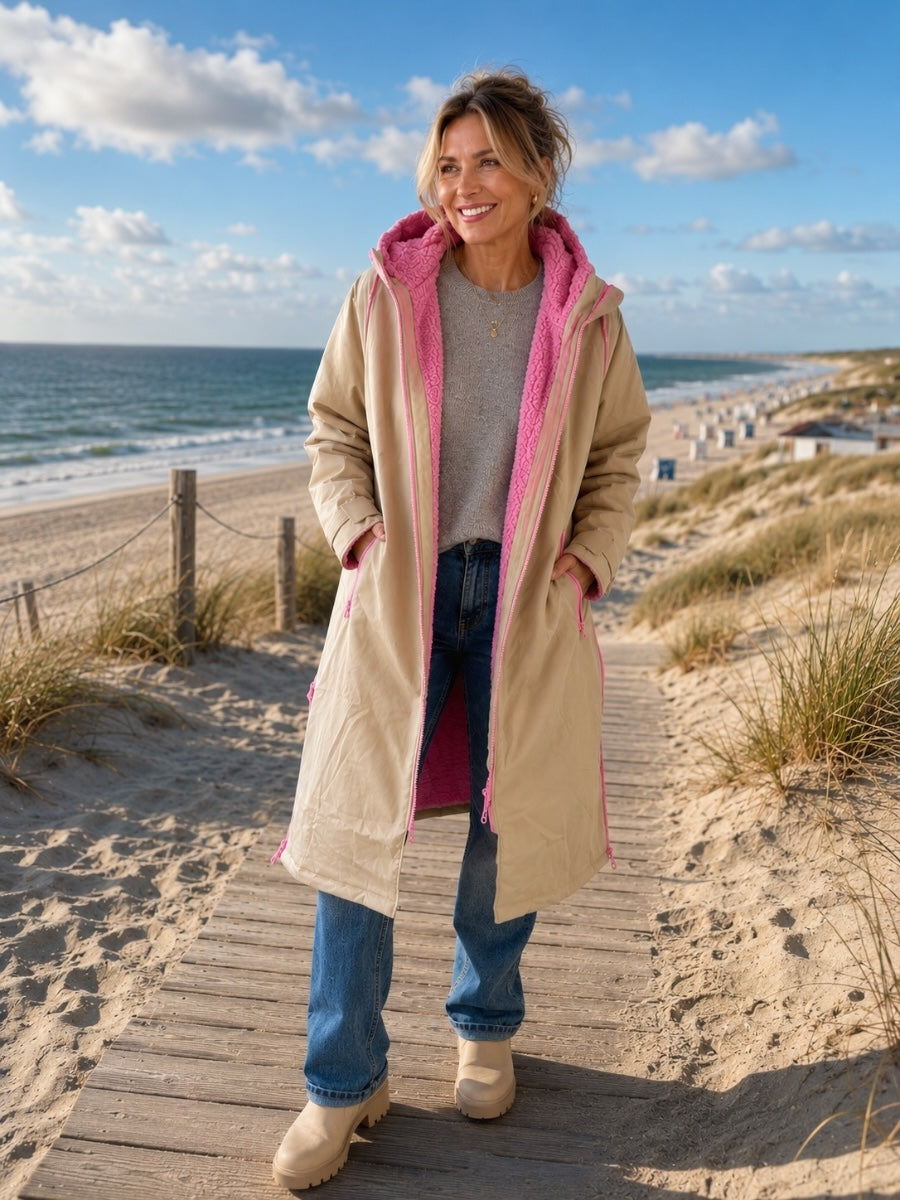 Zwillingsherz Oversize Windmantel mit Teddyfutter