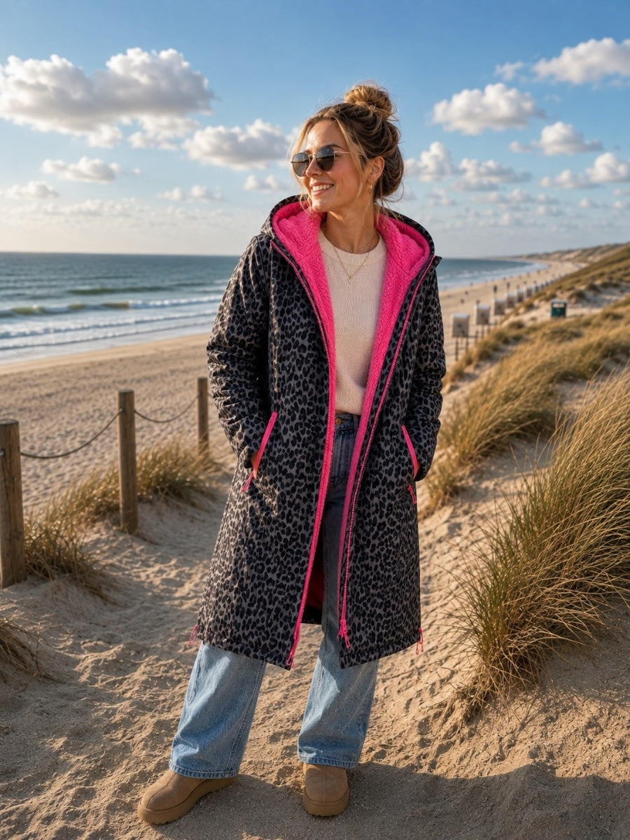 Zwillingsherz Oversize Windmantel mit Teddyfutter