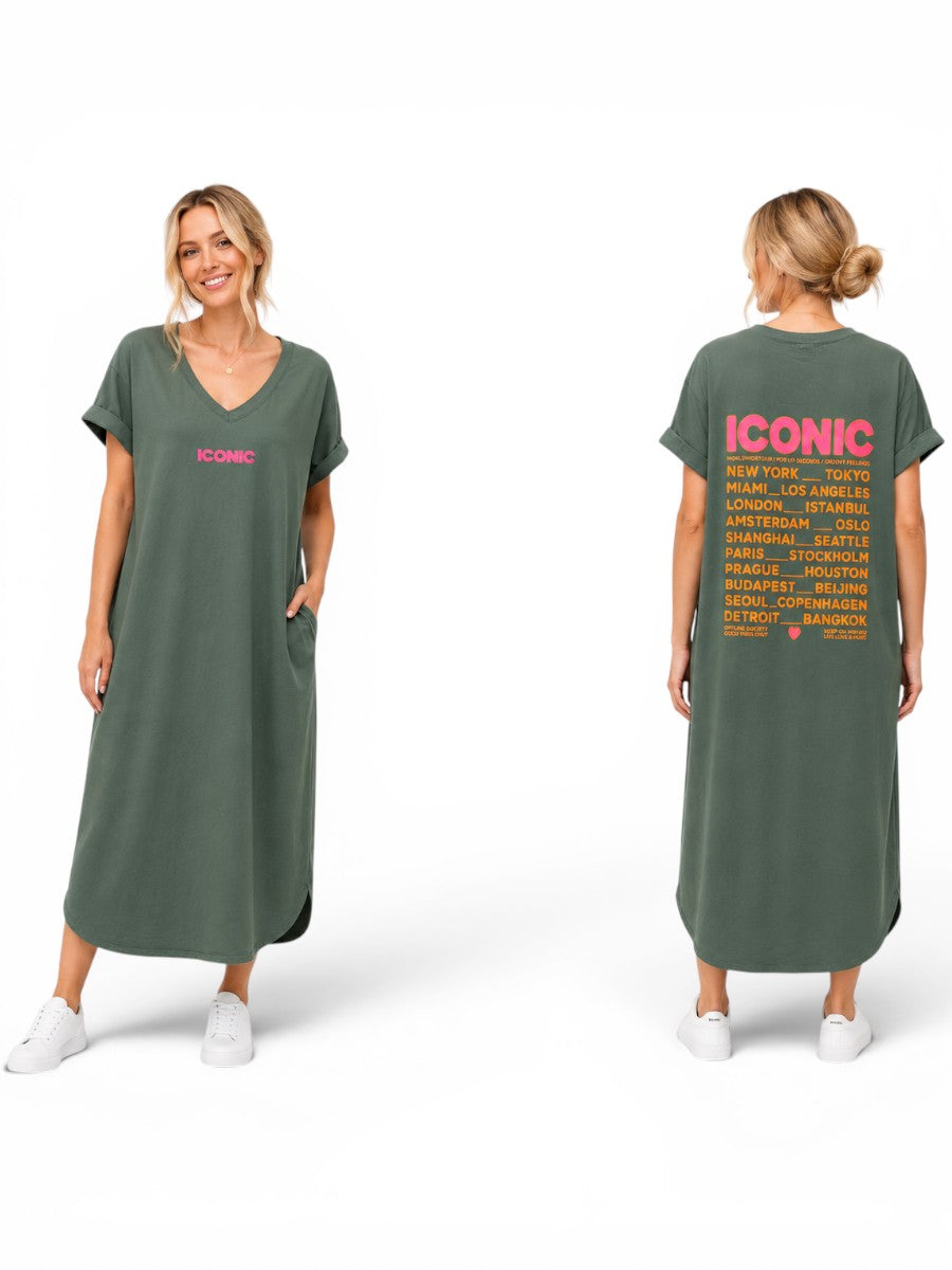 Kurzärmliges langes Kleid "Iconic"