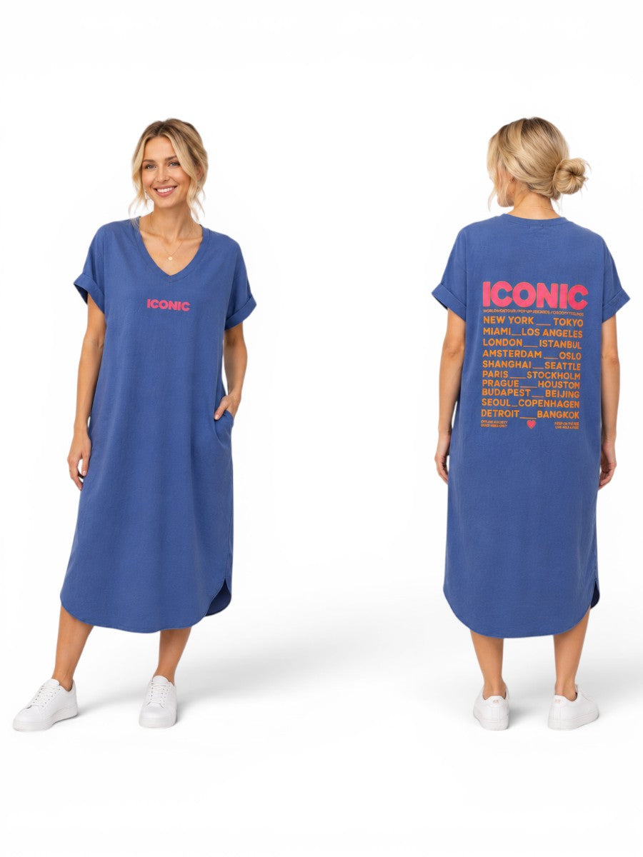 Kurzärmliges langes Kleid "Iconic"