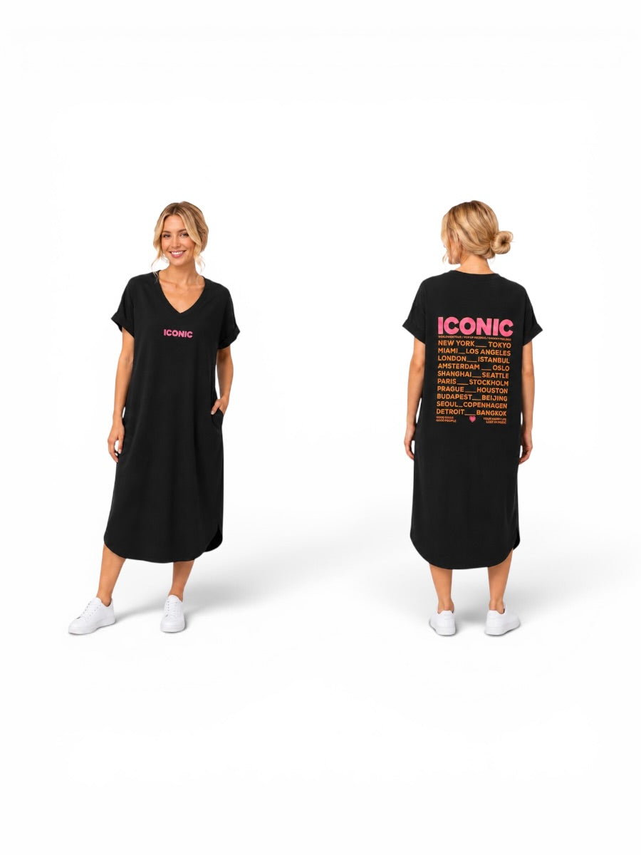Kurzärmliges langes Kleid "Iconic"