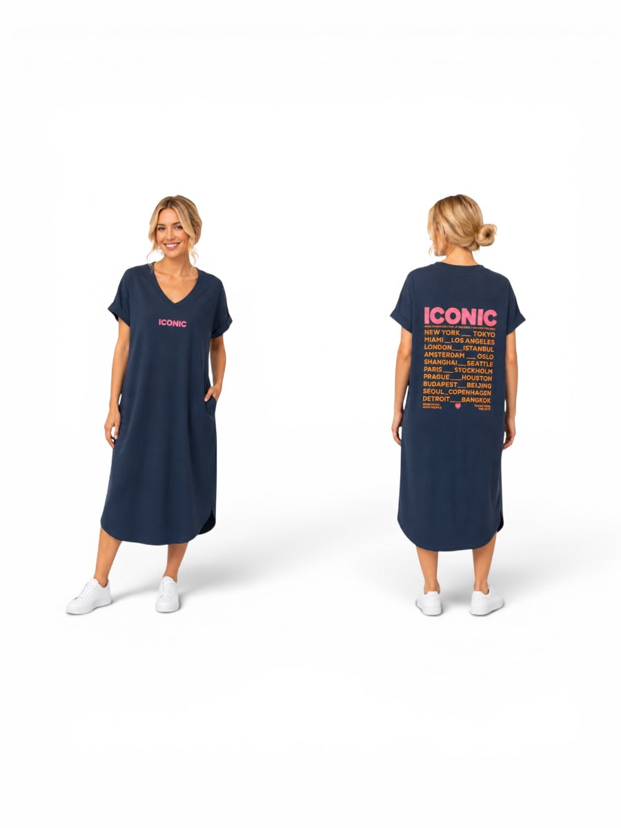 Kurzärmliges langes Kleid "Iconic"