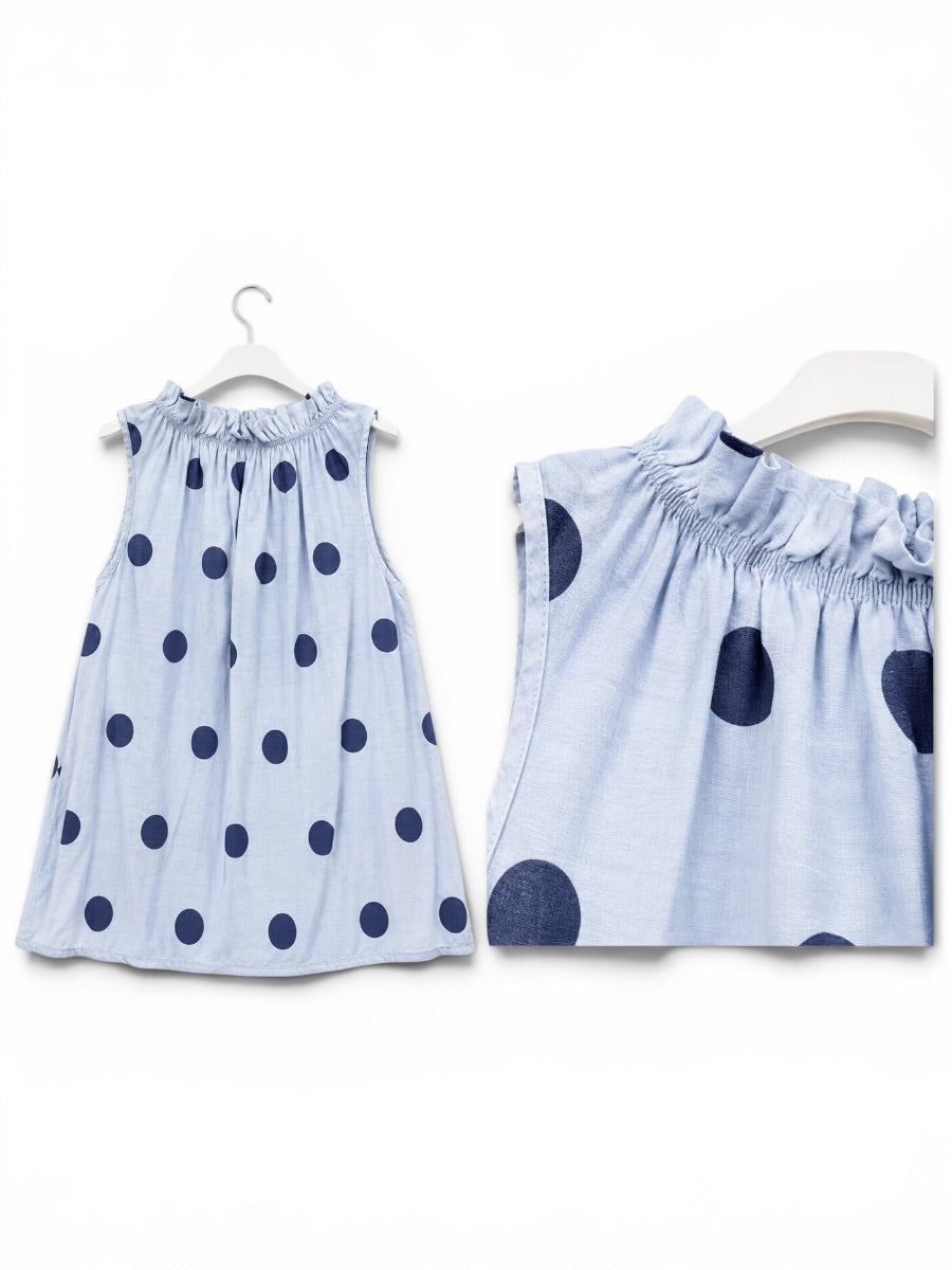 Ärmellose- Pünktchen- Bluse