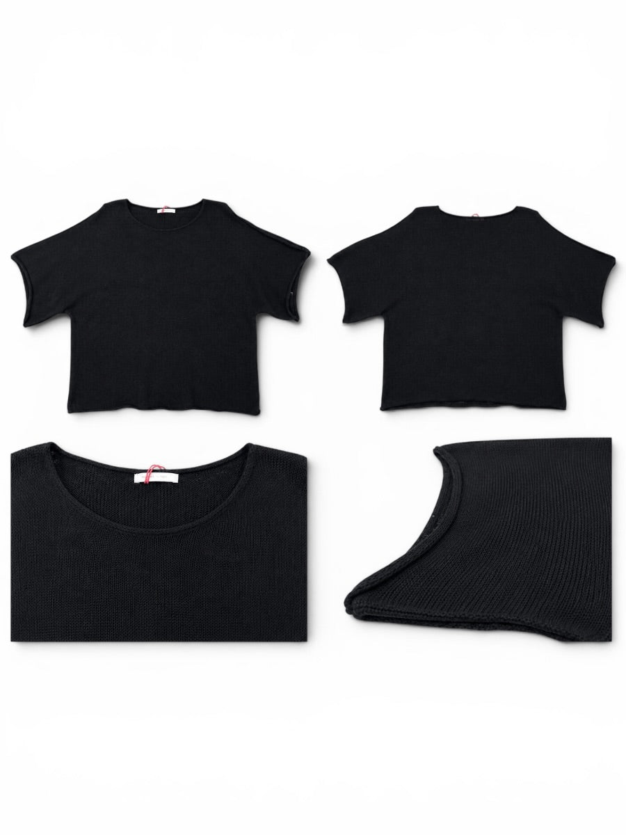 Sommer-Strick-Pullover Rundhals