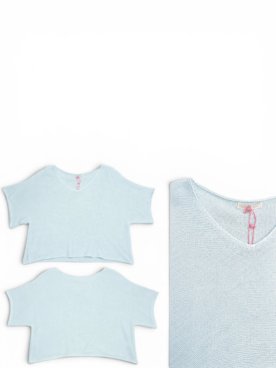 Sommer-Strick-Pullover V-Ausschnitt