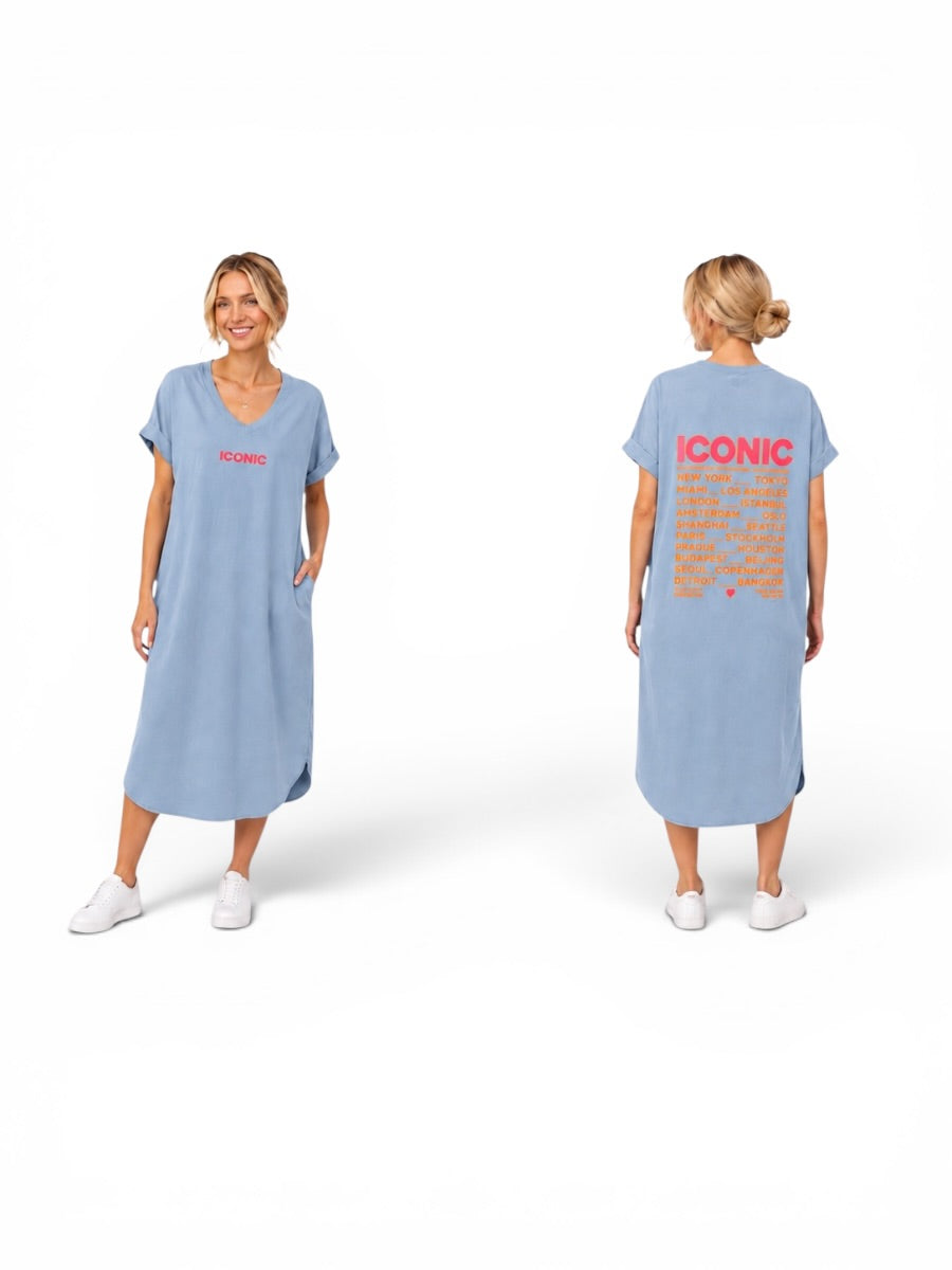 Kurzärmliges langes Kleid "Iconic"