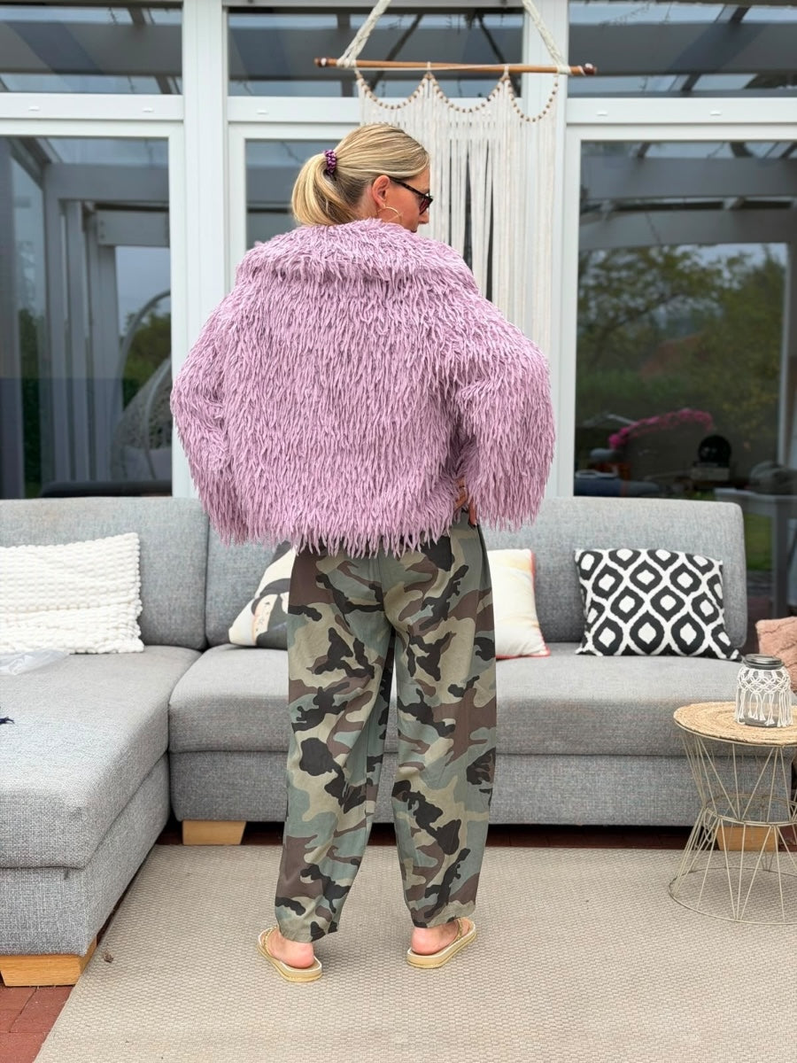 Jacke in Federoptik - Flieder