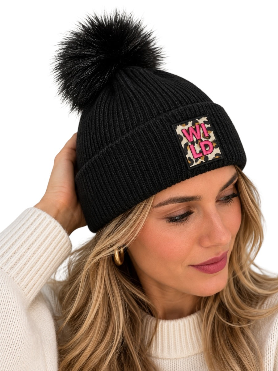 Mütze "WILD" mit Bommel