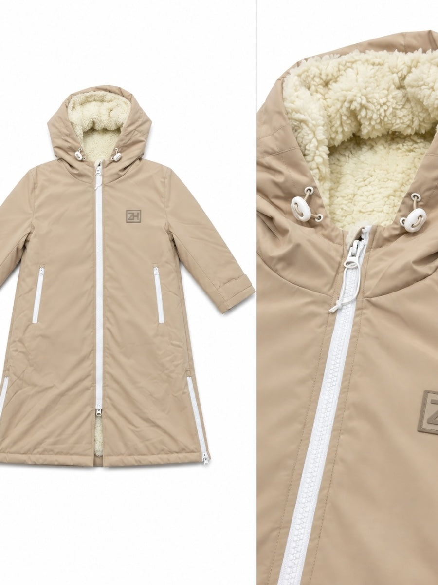 Zwillingsherz Oversize Windmantel mit Teddyfutter